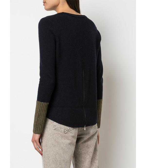 Duffy Color Block V Neck Top - Navy/Olive Duffy Color Block V Neck Top - Navy/Olive