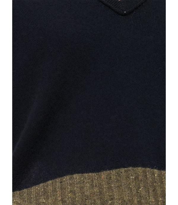 Duffy Color Block V Neck Top - Navy/Olive Duffy Color Block V Neck Top - Navy/Olive