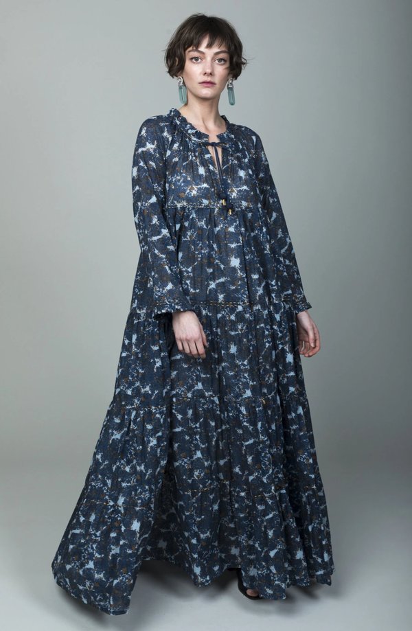 Yvonne S Maxi Hippy Dress - Bubbles Sky Blue