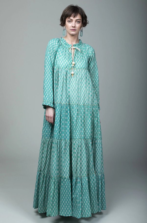 Yvonne S Maxi Hippy Dress - Tulip Repeat Emerald Yvonne S Maxi Hippy Dress - Tulip Repeat Emerald