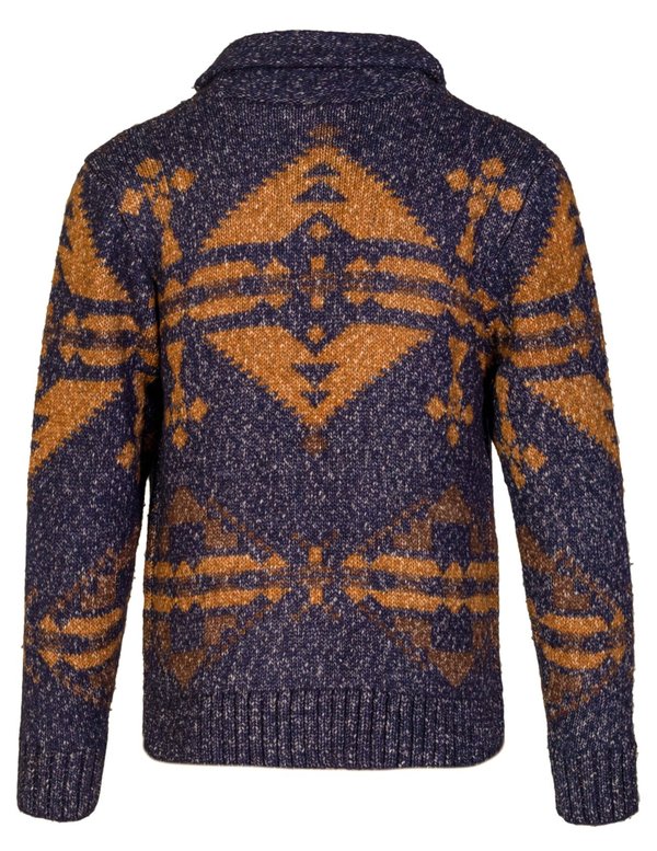 Schott Motif Shawl Cardigan - Navy 