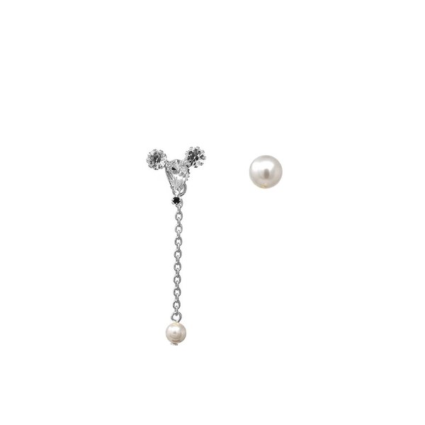 Joomi Lim Asymmetrical Earrings W/ Small Crystal Mouse & Pearl Earring - Rhodium/Crystal Joomi Lim Asymmetrical Earrings W/ Small Crystal Mouse & Pearl Earring - Rhodium/Crystal