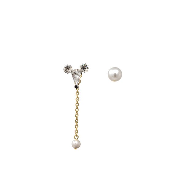 Joomi Lim Asymmetrical Earrings W/ Small Crystal Mouse & Pearl Earring - Gold/Crystal Joomi Lim Asymmetrical Earrings W/ Small Crystal Mouse & Pearl Earring - Gold/Crystal