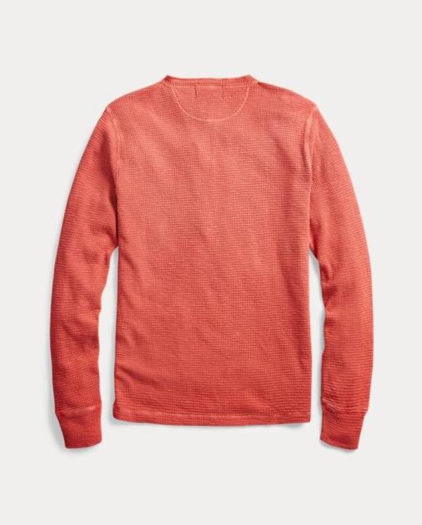 RRL Waffle-Knit Henley Shirt - Vintage Red RRL Waffle-Knit Henley Shirt - Vintage Red