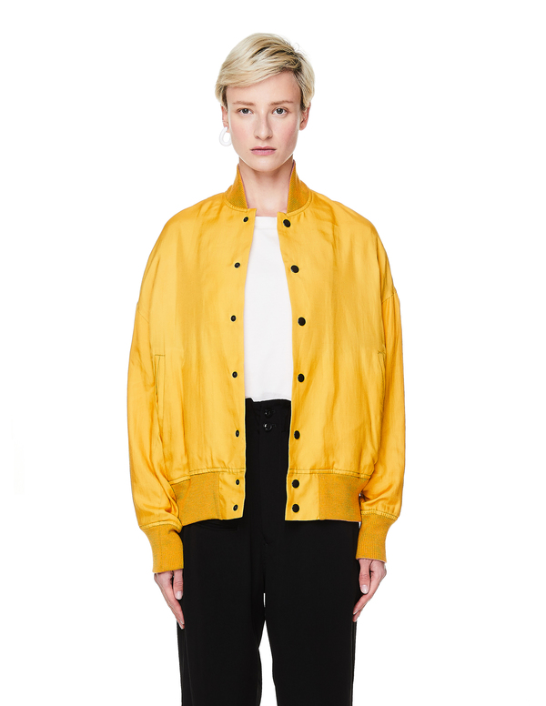 Y's Silk Printed Bomber Jacket - Yellow Y's Silk Printed Bomber Jacket - Yellow
