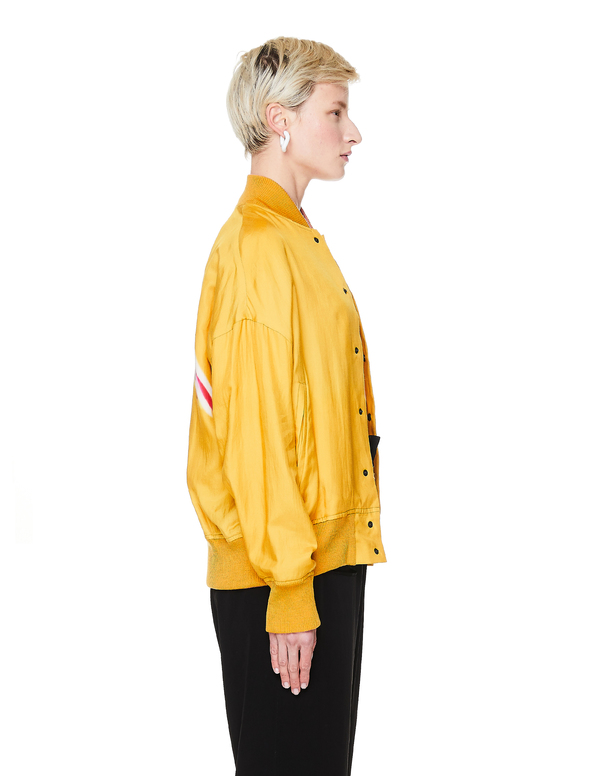 Y's Silk Printed Bomber Jacket - Yellow Y's Silk Printed Bomber Jacket - Yellow