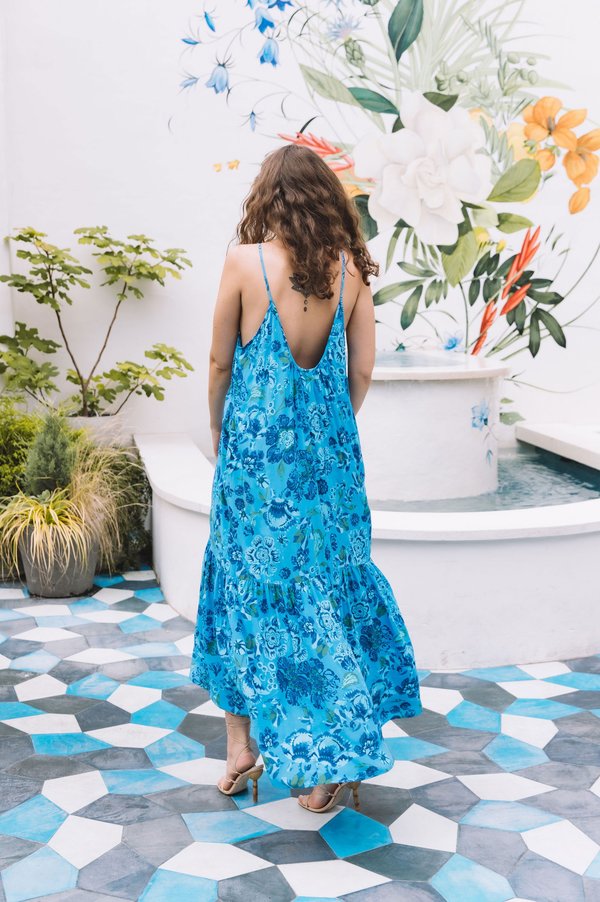 chinese dress ladies Seinah Floral Print Cutout Waist Open Back Lace-up Slit Maxi Dress  roschic