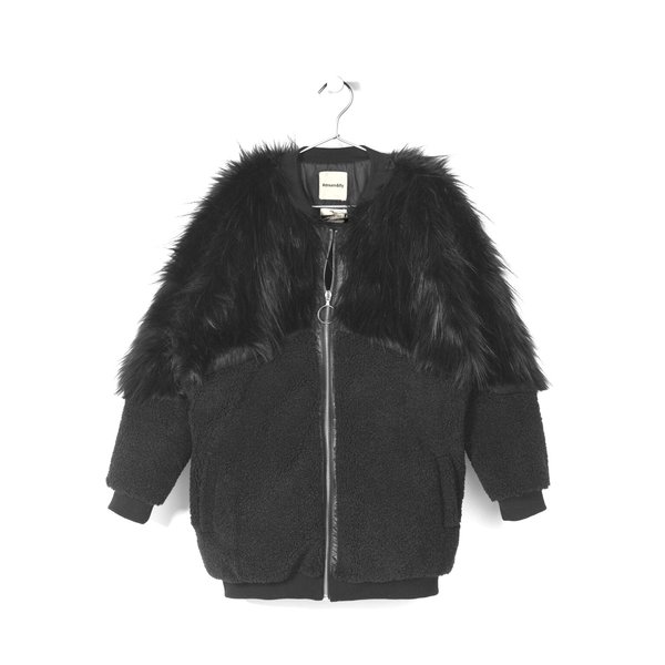 KIDS andorine oversized zipped faux fur coat - black KIDS andorine oversized zipped faux fur coat - black