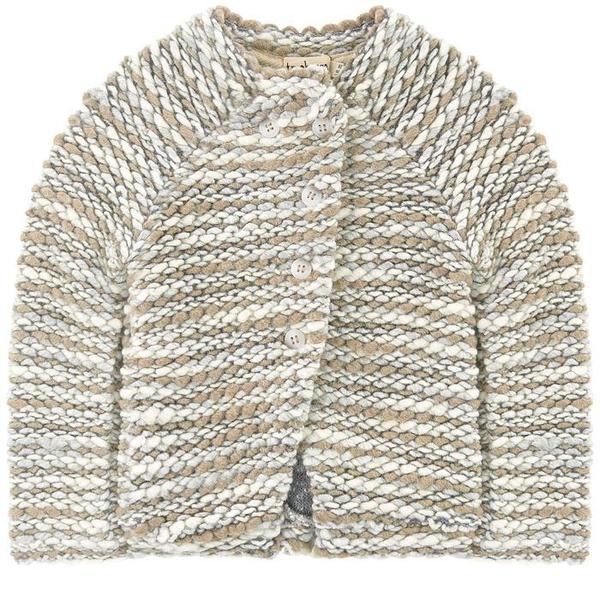 KIDS treehouse joa wave knit jacket - brown/ivory/grey KIDS treehouse joa wave knit jacket - brown/ivory/grey