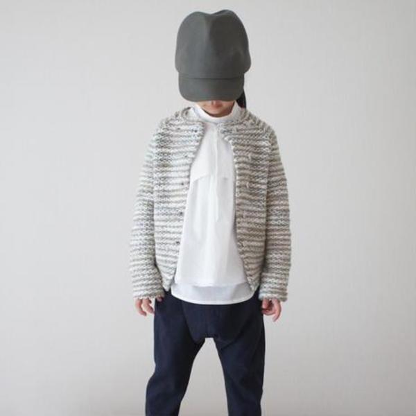 KIDS treehouse joa wave knit jacket - brown/ivory/grey KIDS treehouse joa wave knit jacket - brown/ivory/grey