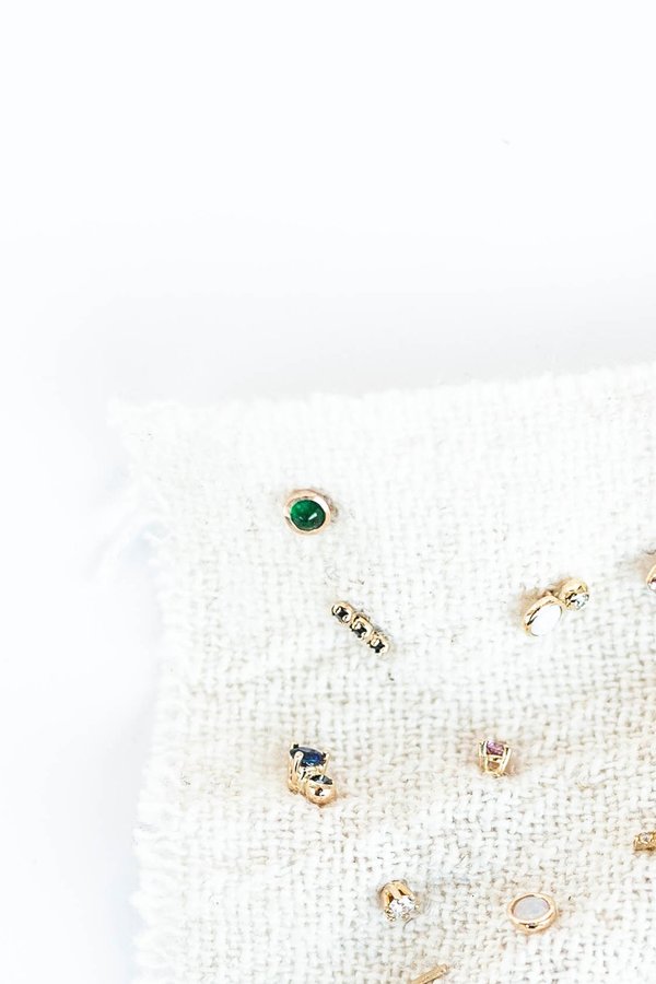 BLANCA MONROS GOMEZ BEZEL STUD WITH EMERALD - 14K Yellow Gold BLANCA MONROS GOMEZ BEZEL STUD WITH EMERALD - 14K Yellow Gold