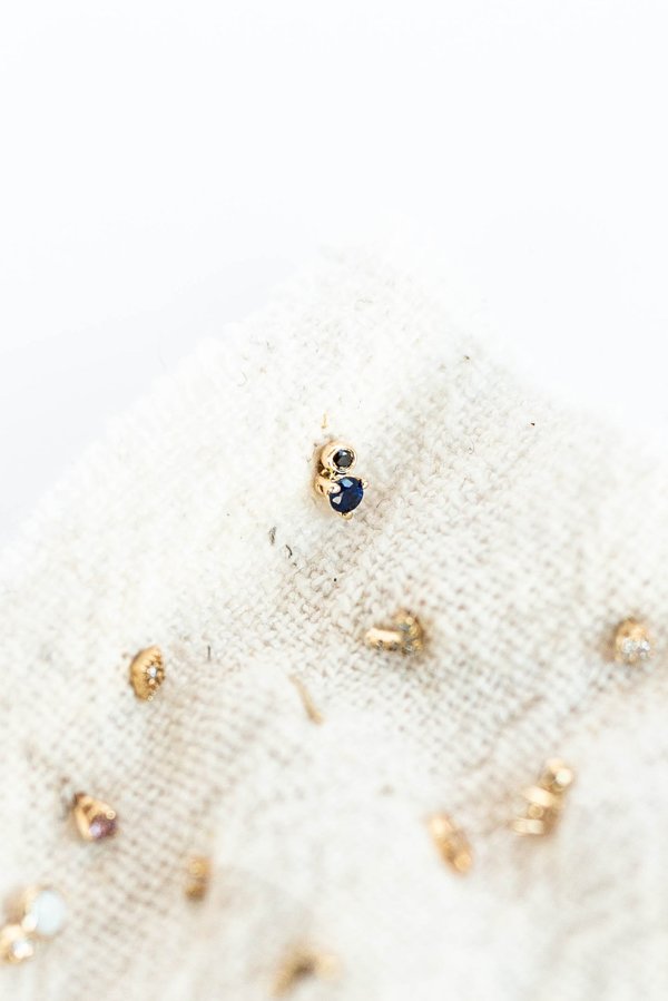 BLANCA MONROS GOMEZ DUO STUD WITH SAPPHIRE - 14K Yellow Gold BLANCA MONROS GOMEZ DUO STUD WITH SAPPHIRE - 14K Yellow Gold