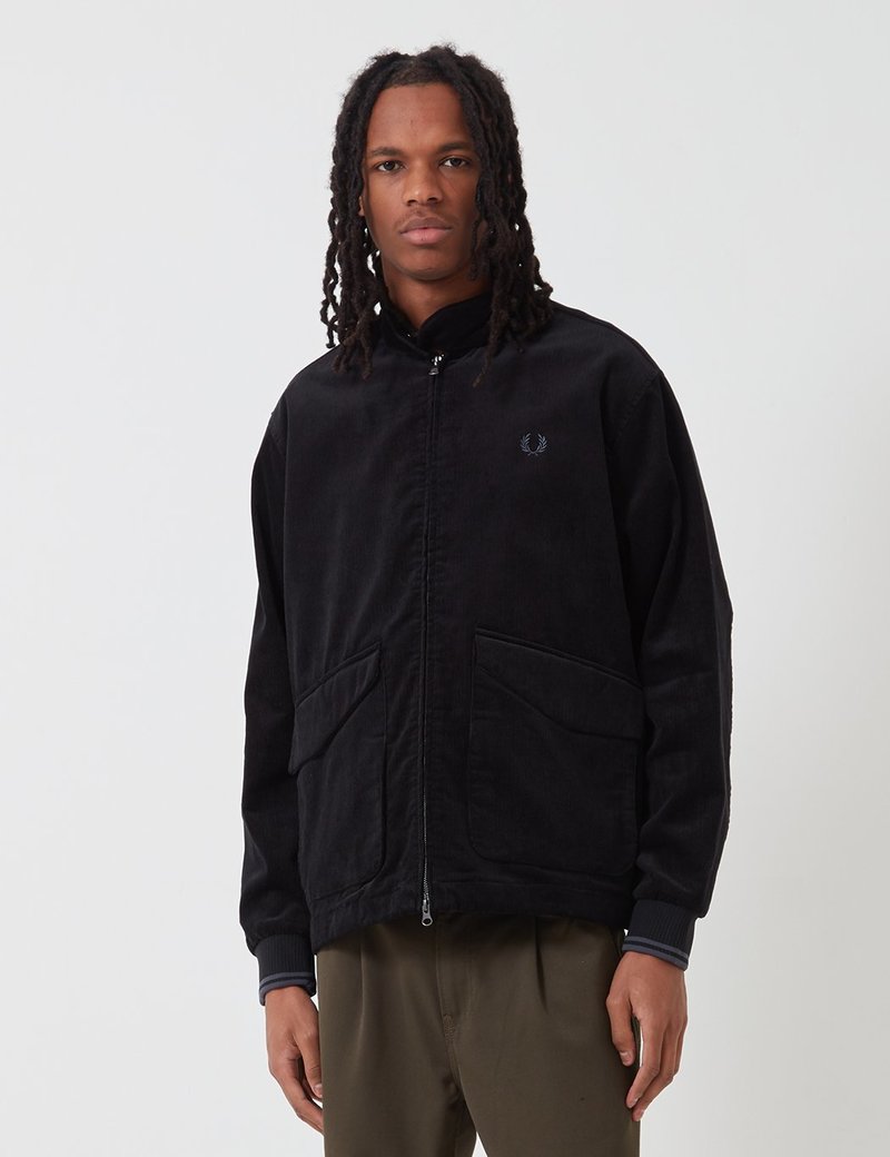 Fred Perry Cord Harrington Jacket - Black | Garmentory