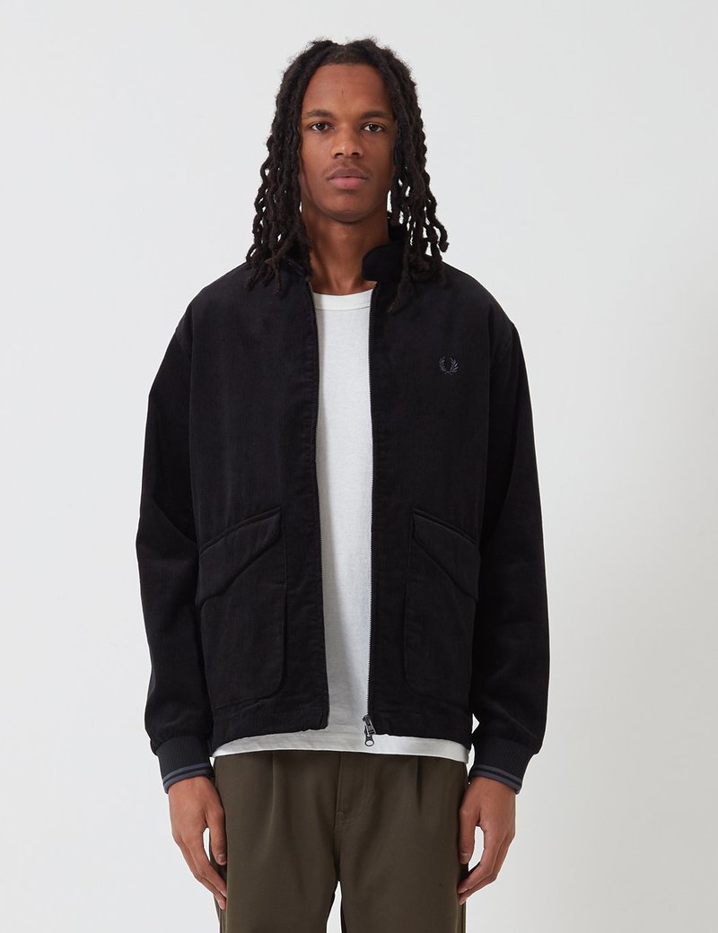 Fred Perry Cord Harrington Jacket - Black | Garmentory