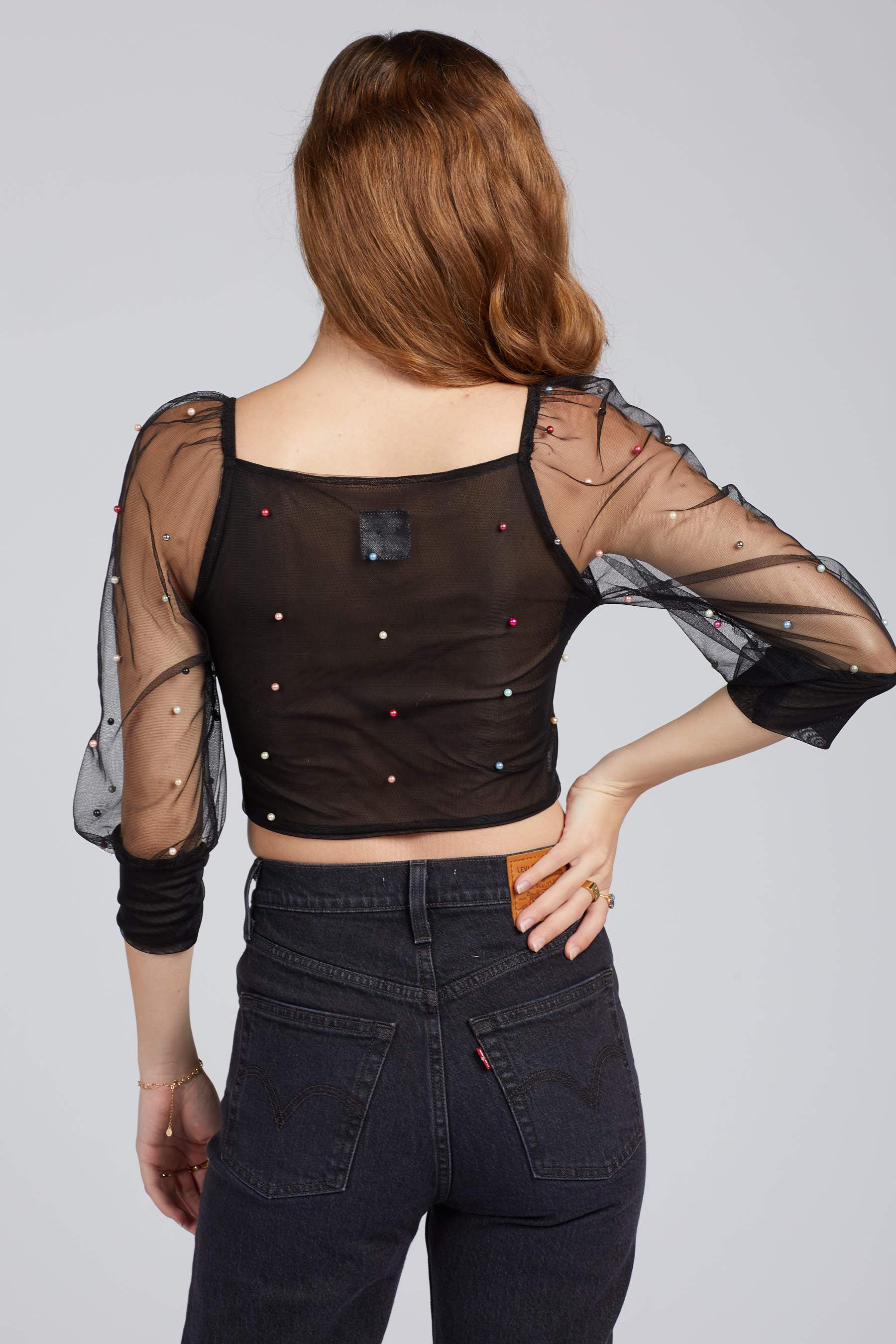 Tach Clothing Petunia Pearl Top Black Garmentory