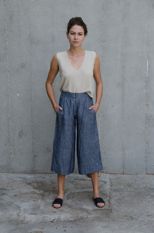 Ali Golden Linen Wide-Leg Pant - Grey Ali Golden Linen Wide-Leg Pant - Grey