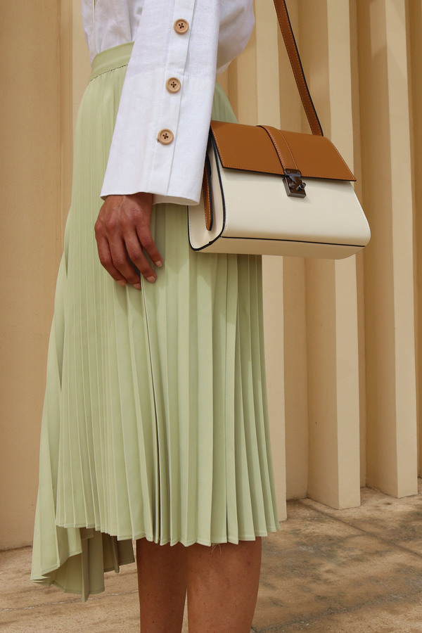 W A N T S Color Block Shoulder Bag - Light Brown/Cream W A N T S Color Block Shoulder Bag - Light Brown/Cream