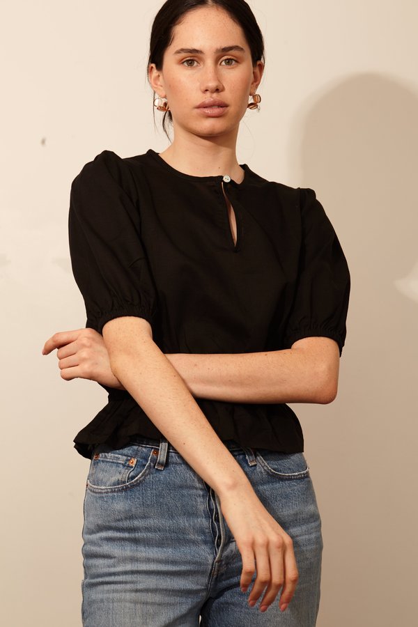Black puff sleeve blouse Clearance