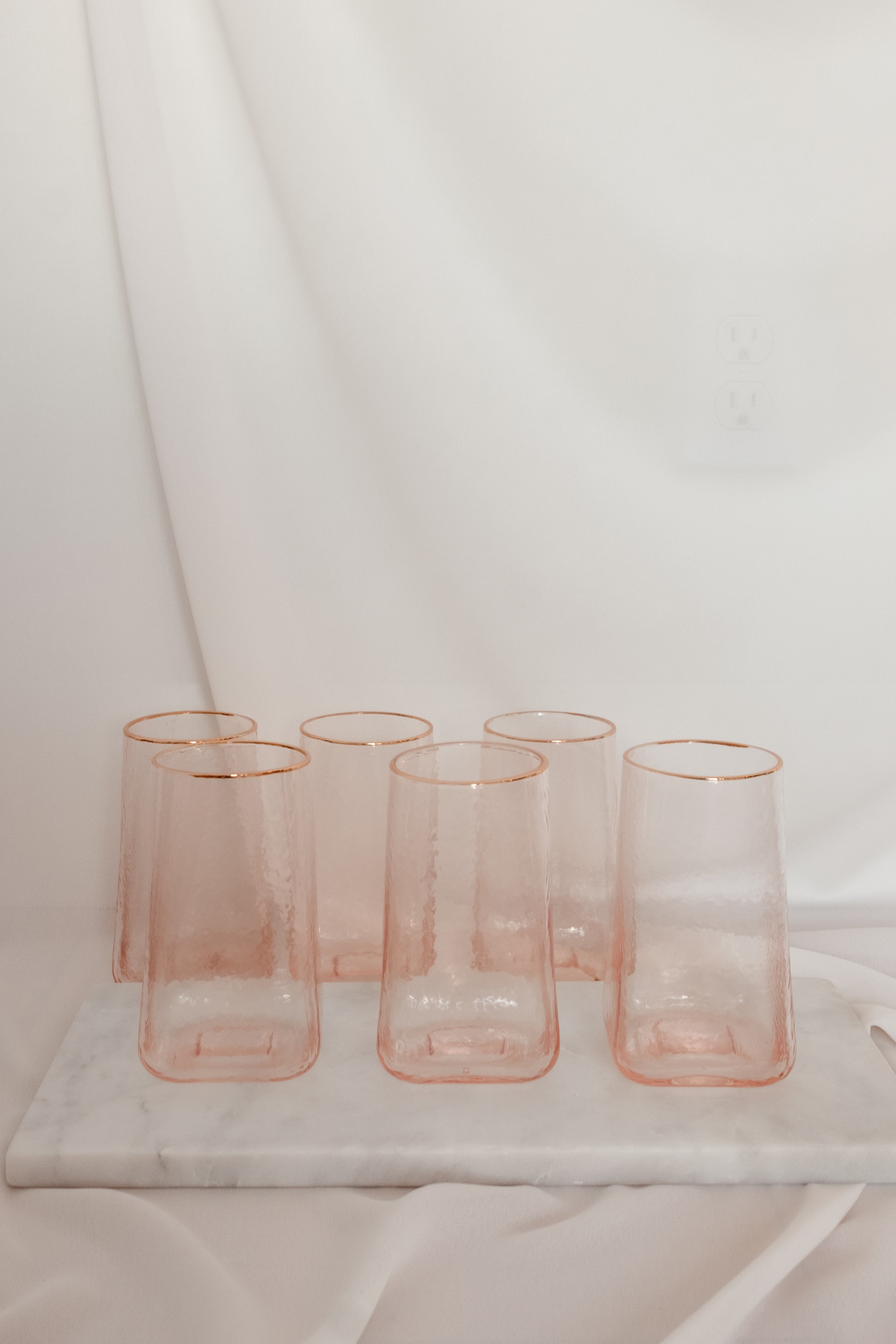 BETWEEN TEN Set of 6 Large Glassware Rose Pink Garmentory
