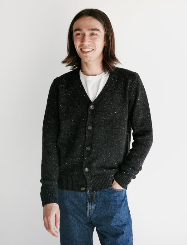 Norse Projects Adam Cardigan Neps - Charcoal Melange Norse Projects Adam Cardigan Neps - Charcoal Melange