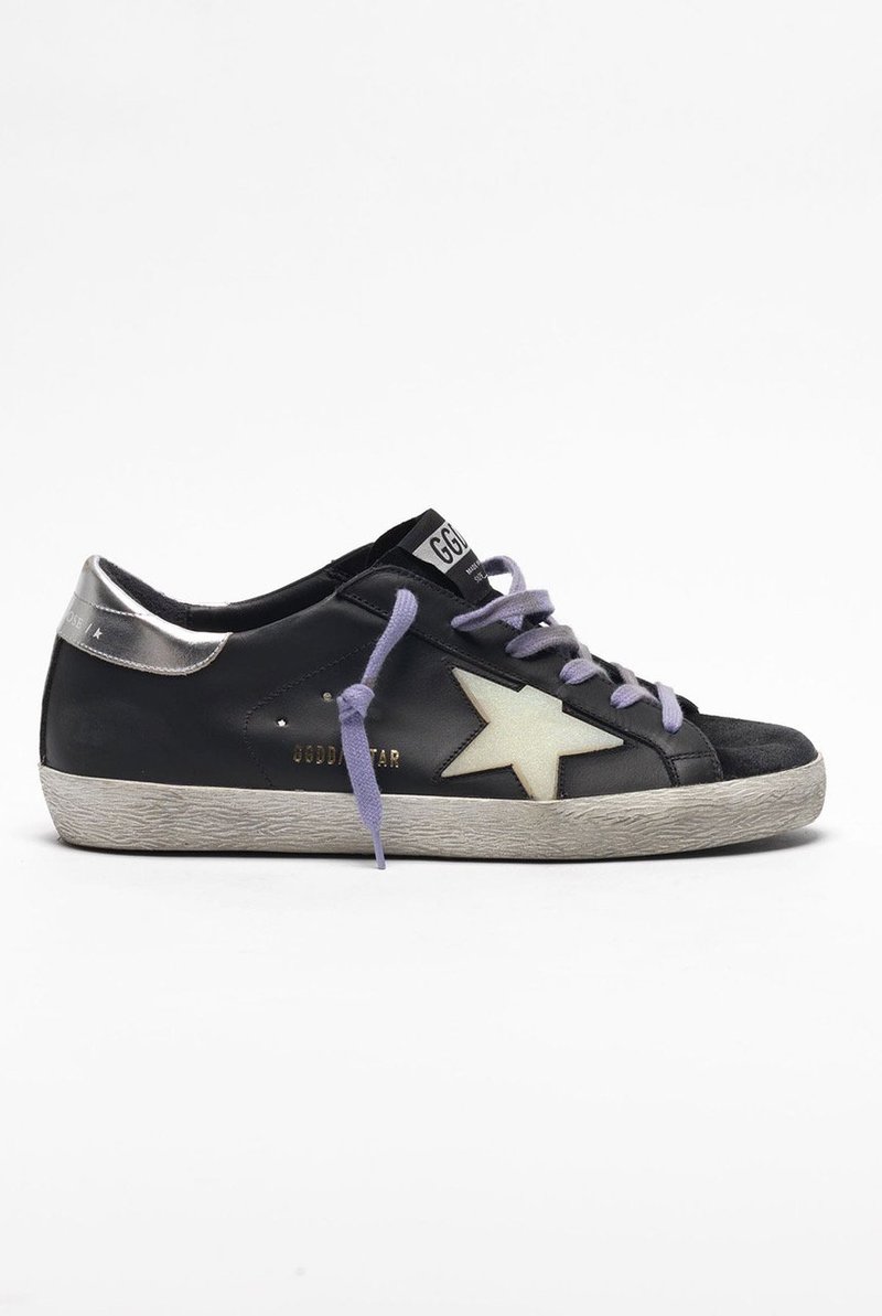 Golden Goose Sneakers Superstar Black Suede Silver Glitter
