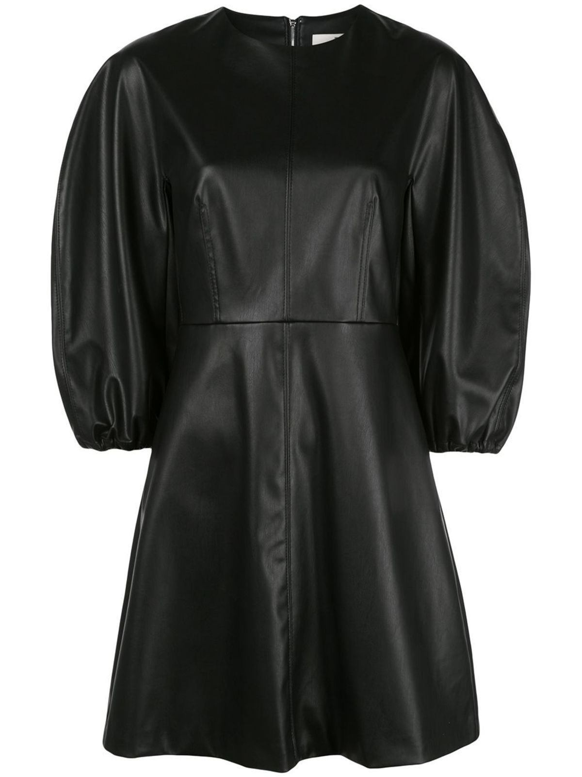 TIBI Structured Faux Leather Mini Dress - Black | Garmentory TIBI Structured Faux Leather Mini Dress - Black | Garmentory