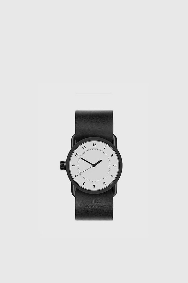 TID Watches Leather Wristband No. 1 33mm - White / Black TID Watches Leather Wristband No. 1 33mm - White / Black