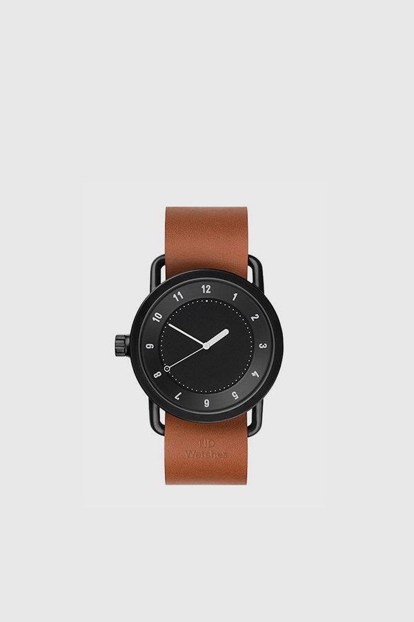 TID Watches No. 1 40mm Leather Wristband Watch - Black/Tan TID Watches No. 1 40mm Leather Wristband Watch - Black/Tan