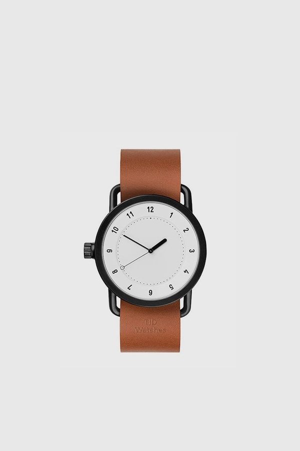TID Watches No. 1 40mm Leather Wristband Watch - White/Tan TID Watches No. 1 40mm Leather Wristband Watch - White/Tan