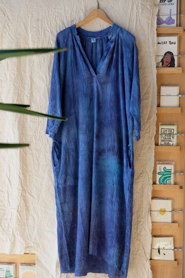 denim peasant dress Standards & Practices Julie Tencel Off-The-Shoulder - High Low Hem Finished Length of Dress 12m 3