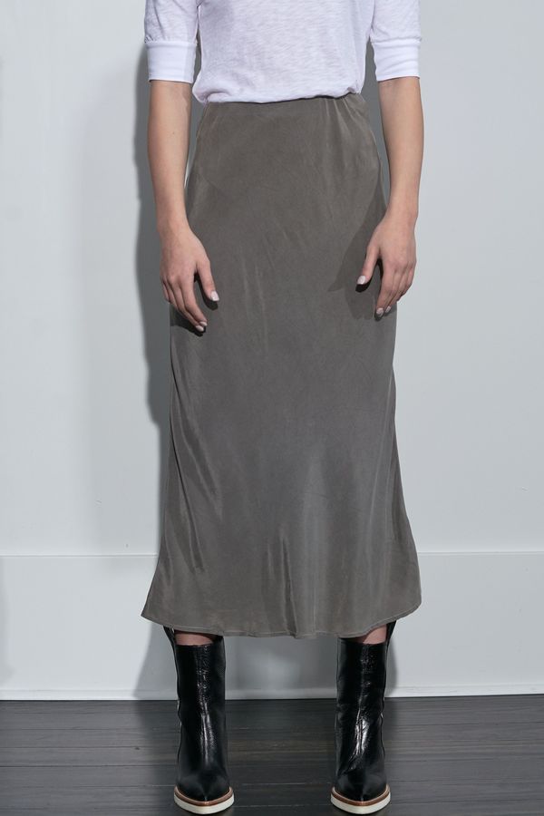 Stateside Cupro Bias Midi Skirt - Granite Stateside Cupro Bias Midi Skirt - Granite