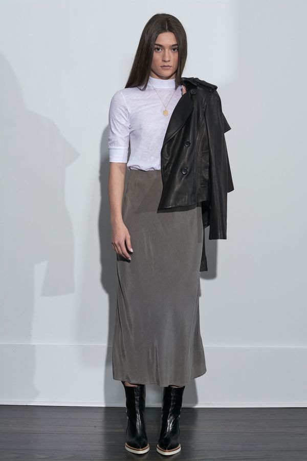 Stateside Cupro Bias Midi Skirt - Granite Stateside Cupro Bias Midi Skirt - Granite