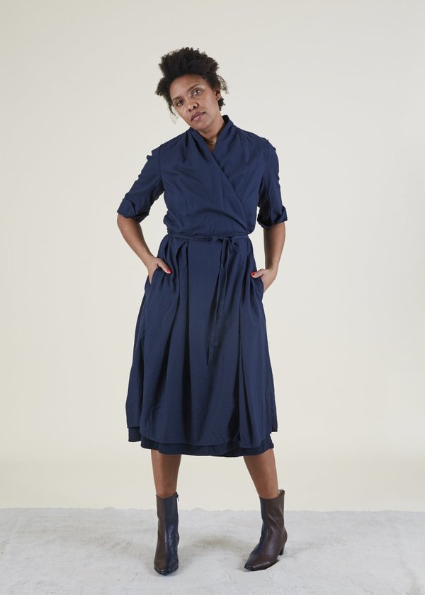 H+ Hannoh Wessel Daniela Wrap Dress - Navy | Garmentory