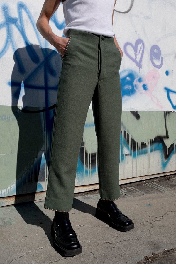 BODE Souvenir Back Buckle Trouser - Seafoam BODE Souvenir Back Buckle Trouser - Seafoam