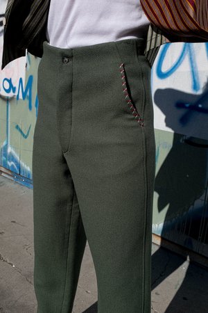 BODE Souvenir Back Buckle Trouser - Seafoam BODE Souvenir Back Buckle Trouser - Seafoam
