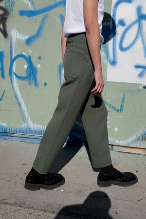 BODE Souvenir Back Buckle Trouser - Seafoam BODE Souvenir Back Buckle Trouser - Seafoam