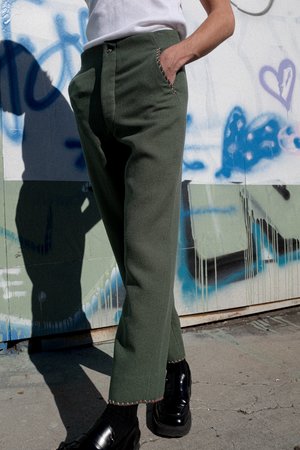 BODE Souvenir Back Buckle Trouser - Seafoam BODE Souvenir Back Buckle Trouser - Seafoam