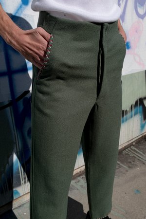 BODE Souvenir Back Buckle Trouser - Seafoam BODE Souvenir Back Buckle Trouser - Seafoam
