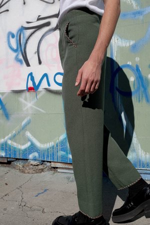 BODE Souvenir Back Buckle Trouser - Seafoam BODE Souvenir Back Buckle Trouser - Seafoam