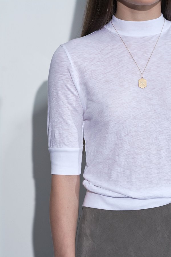 Stateside Slub Perfect Mock Neck Top - White Stateside Slub Perfect Mock Neck Top - White