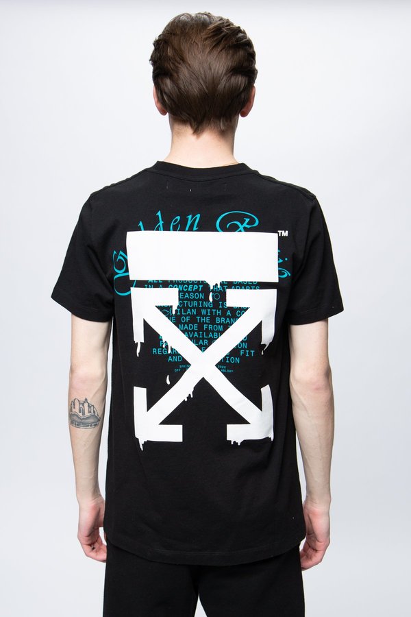 Off-White Dripping Arrows Slim T-Shirt - Black/White | Garmentory