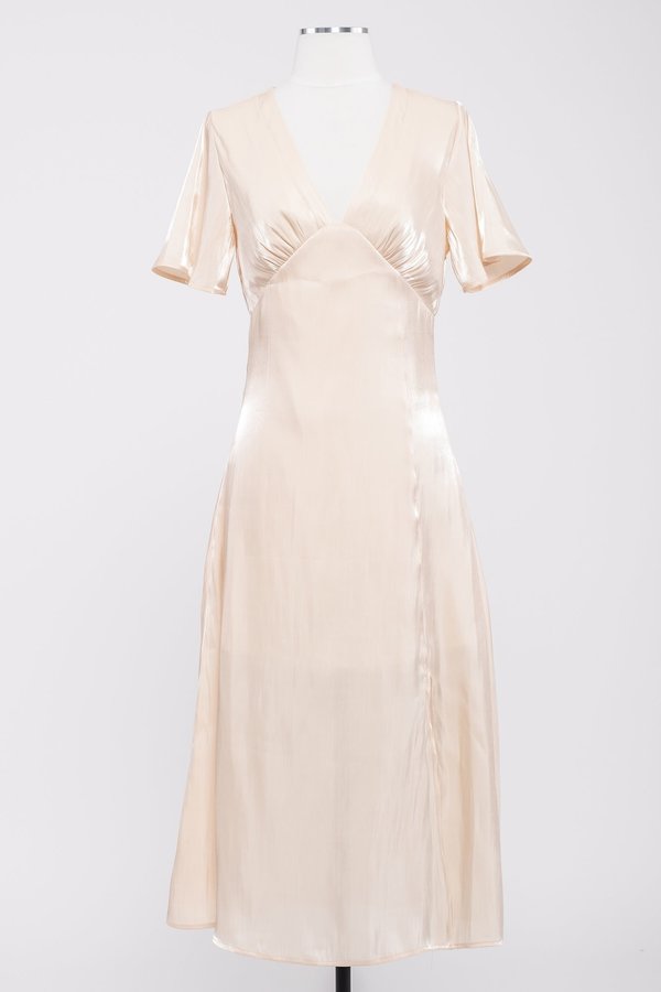 Dear Society Flutter Sleeve Slit Dress - Champagne Dear Society Flutter Sleeve Slit Dress - Champagne