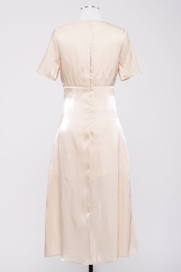 Dear Society Flutter Sleeve Slit Dress - Champagne Dear Society Flutter Sleeve Slit Dress - Champagne