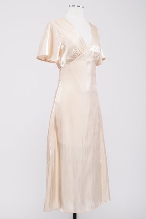 Dear Society Flutter Sleeve Slit Dress - Champagne Dear Society Flutter Sleeve Slit Dress - Champagne