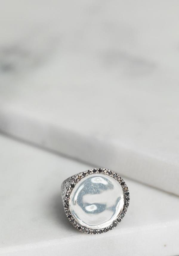 Simona Tagliaferri Small Black Diamond Rimmed Circle Ring - Silver Simona Tagliaferri Small Black Diamond Rimmed Circle Ring - Silver