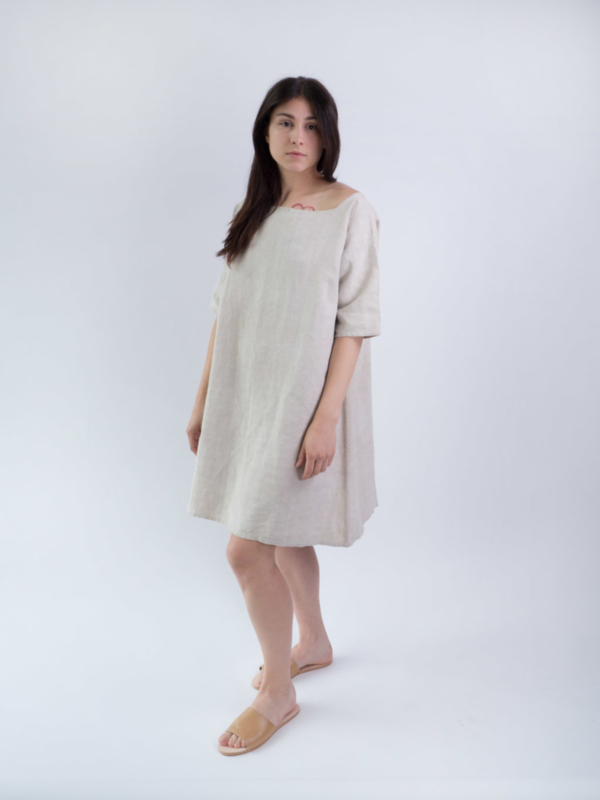 knee length dresses for ladies Frank & Eileen Megan One-Size Button-Up Linen Dress in French Blue
