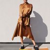 SIES MARJAN Kiki Crinkled Satin Oversized Shirt - Praline - Thumbnail 1