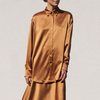 SIES MARJAN Kiki Crinkled Satin Oversized Shirt - Praline - Thumbnail 2