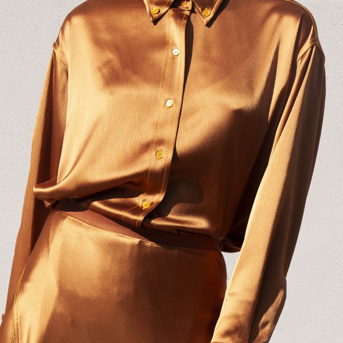 SIES MARJAN Kiki Crinkled Satin Oversized Shirt - Praline - Image 3 of 5