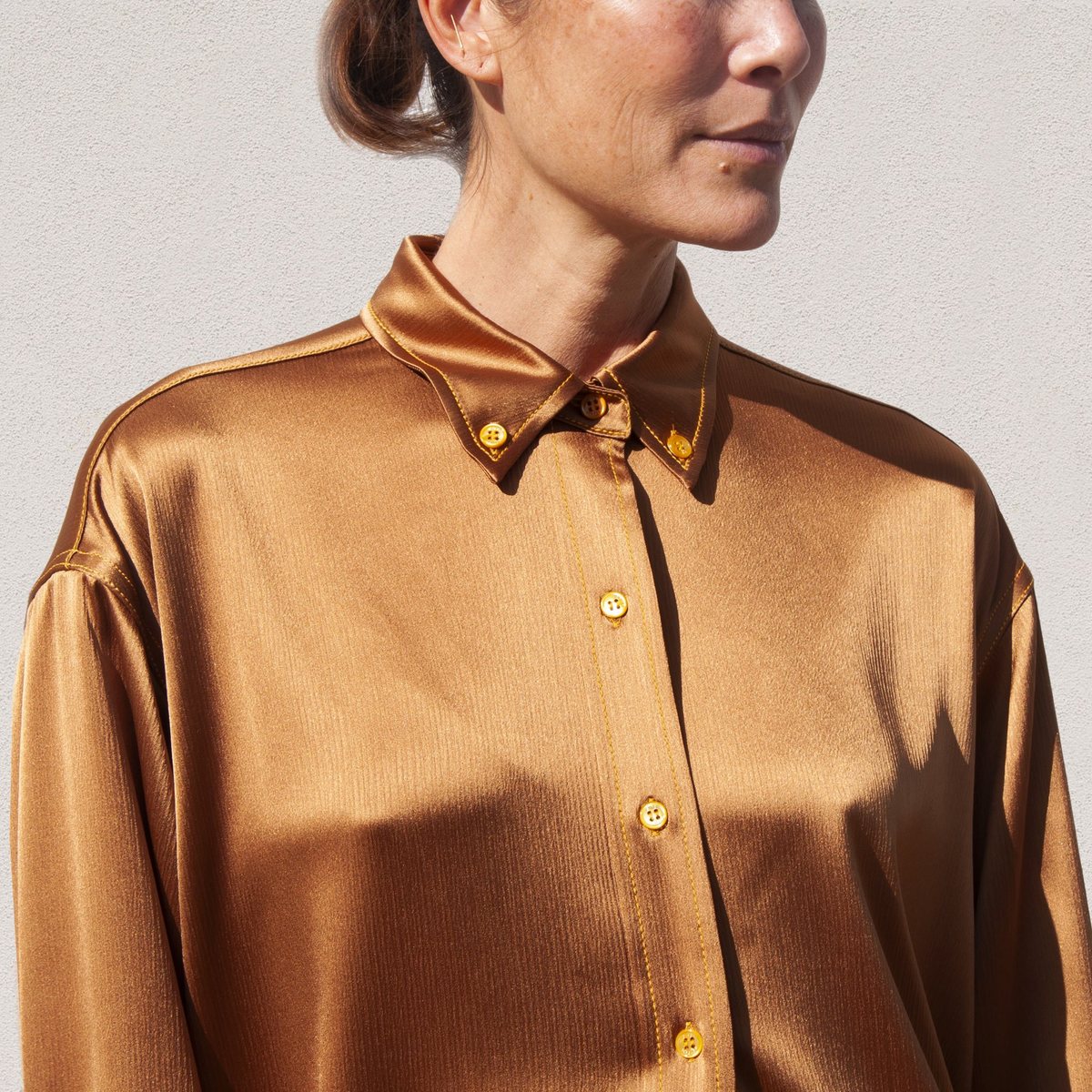 SIES MARJAN Kiki Crinkled Satin Oversized Shirt - Praline - Image 4 of 5